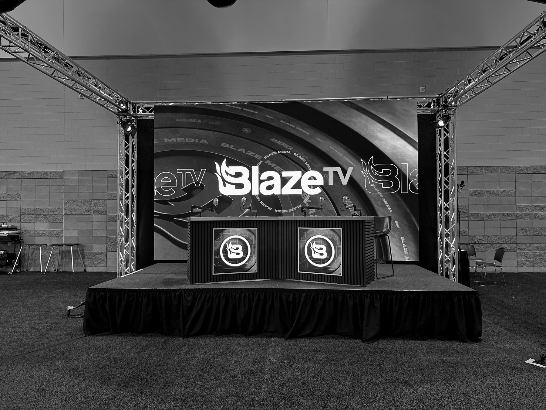 Broadcast set behind the scenes