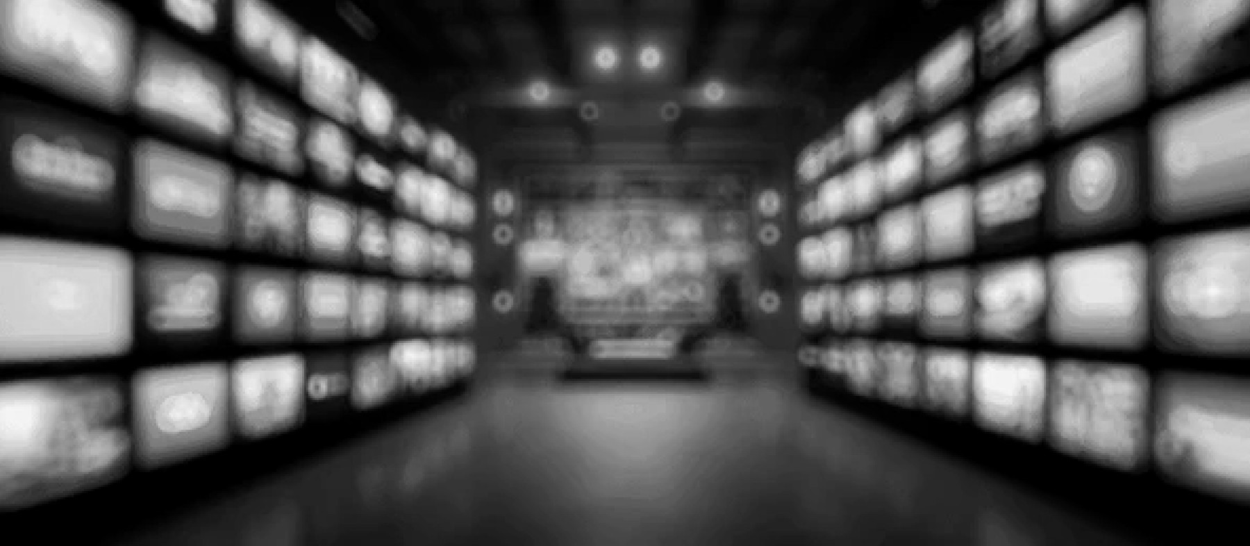 Wall of screens representing multi-platform content distribution