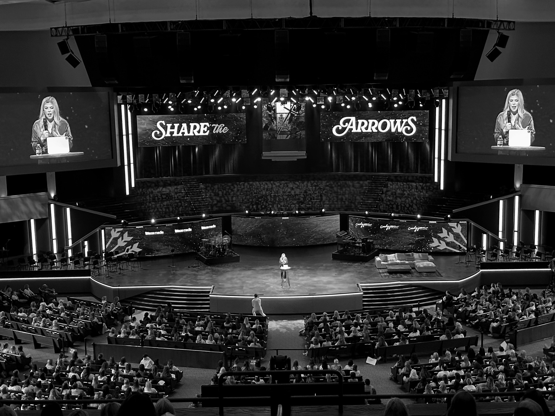 Live event stage with audience